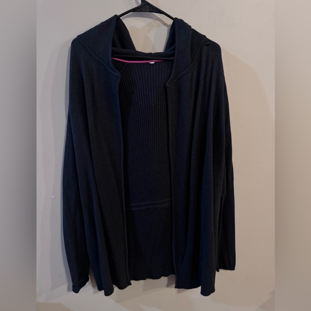 lululemon Charcoal Ribbed Hooded Wrap Cardigan